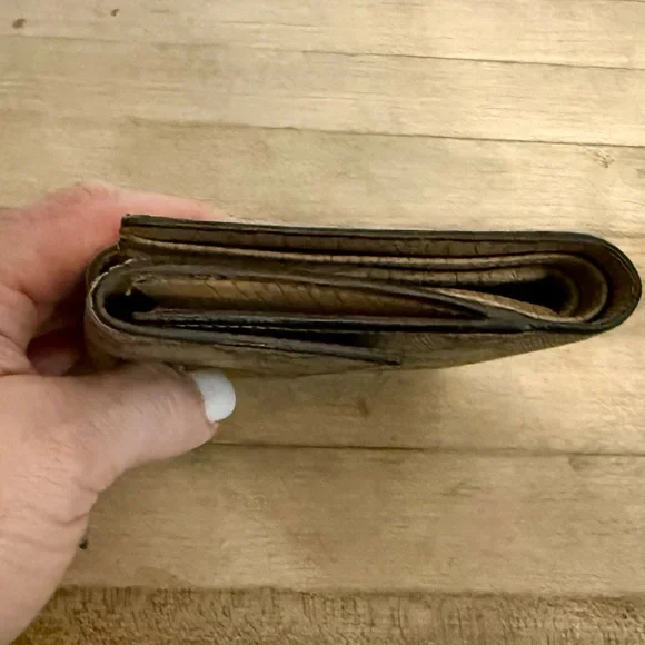 Gucci GG Canvas Monogram French Compact Croc Wallet
